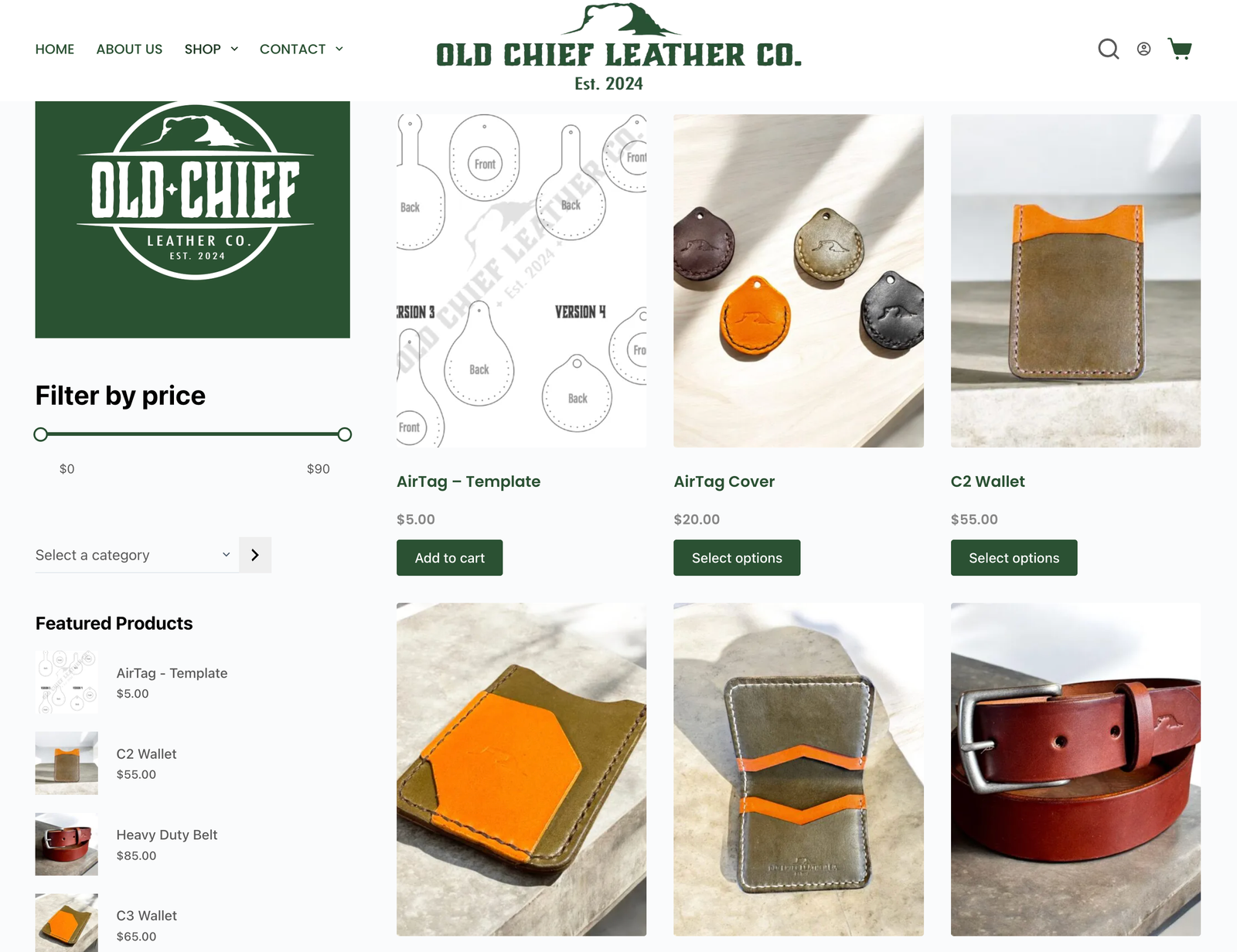 Old Chief Leather Co Website